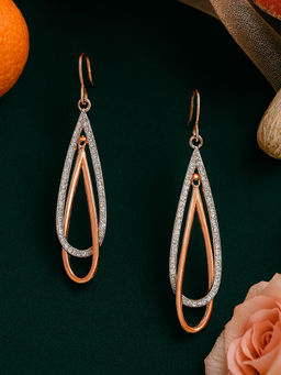 Estele - Rose Gold Plated Designer Water Drop Earrings with Austrian Crystals for Women