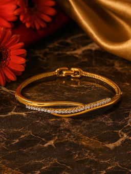 Estele - Gold & Rhodium Plated Glamorous Cuff Bracelet with Austrian Crystals for Women