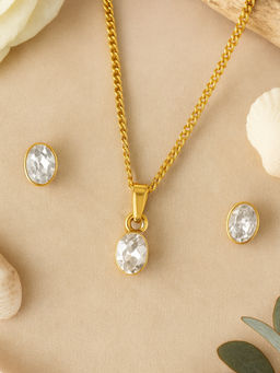 Estele - Gold Plated Solitaire Pendant for Girls & Women (Set of 2)