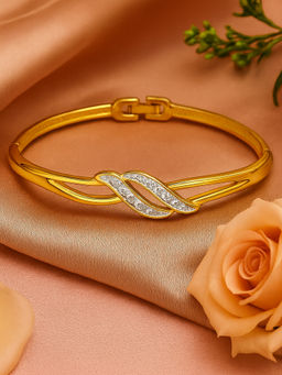 Estele - Gold & Rhodium Plated Wave Designer Twin Line Wrap Cuff Bracelet for Women