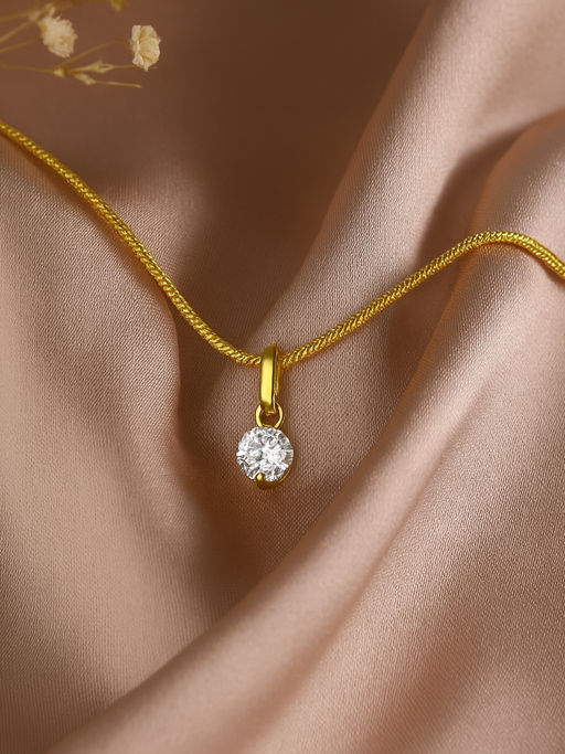 Estele Gold Plated Timeless Solitaire Designer Pendant with Crystal for Women