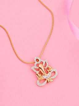 Estele - Gold and Rhodium Plated Ganesh Pendant with Crystals for Women