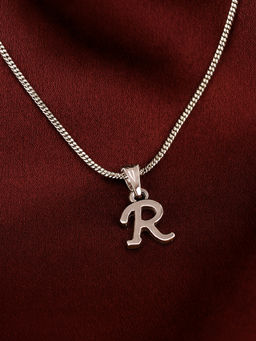 Estele - Valentine Gift - Rhodium Plated Initial R Letter Pendant for Women