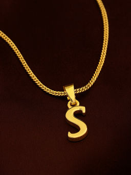 Estele - Valentine Gift - Gold Plated Initial S Letter Pendant for Women