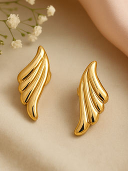 Estele - Gold Plated Leaf Designer Stud Earrings For Women