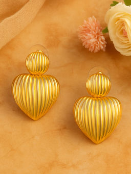 Estele - Gold Plated Heart-Shaped Fancy Demi Fine Drop and Dangling Earrings