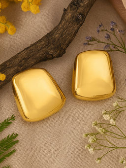 Estele - Gold Plated Modern Trendy and Elegant Demi Fine Stud Earrings