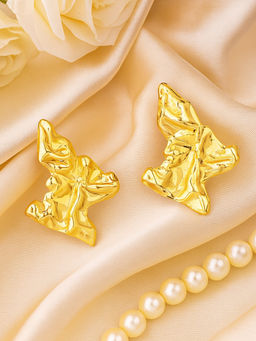 Estele - Gold Plated Modern and Fancy Demi Fine Drop Earrings