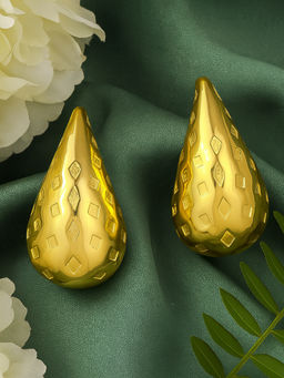 Estele - Gold Plated Fashionable Tear Drop Demi Fine Chunky Earrings