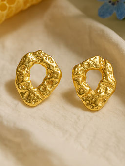 Estele - Gold Plated Contemporary Statement Stud Earrings