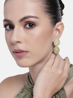 Estele - Gold-Plated Circular Shape Linked Lightweight Beaten Gold Necklace Set for Women