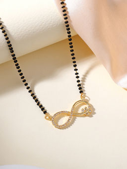Estele - White Radiant Gehena Gold Plated Infinity Mangalsutra
