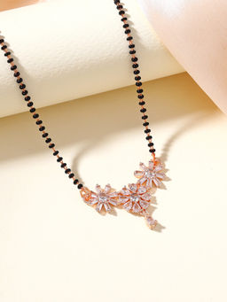 Estele - White Twinkling Gehena Rose gold Floral Mangalsutra