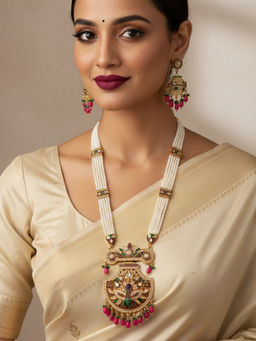 Estele - Rani Haar Gehena Long Pearl Layer Meenakari Jewellery Set
