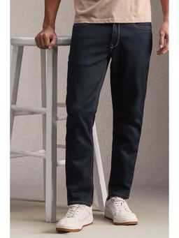 Louis Philippe - Men Navy Blue Solid Jeans
