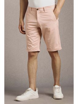 Louis Philippe - Men Peach Solid Shorts