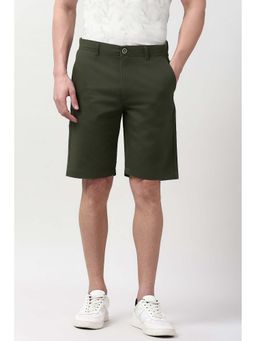 Peter England - Men Olive Solid Shorts