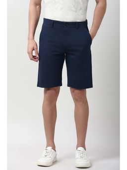 Peter England - Men Indigo Solid Shorts