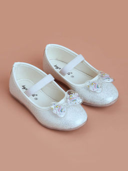 Hopscotch - Unicorn Bow Applique Ballerinas White