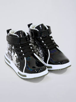 Hopscotch - Graphic Print Ankle Length Boots Black