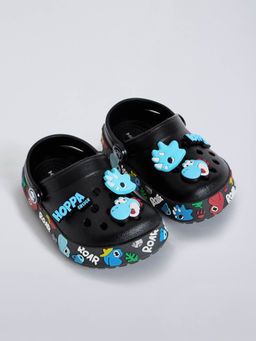 Hopscotch - Applique Clogs Black