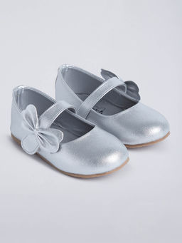 Hopscotch - Bow Wings Mary Jane Ballerinas Silver