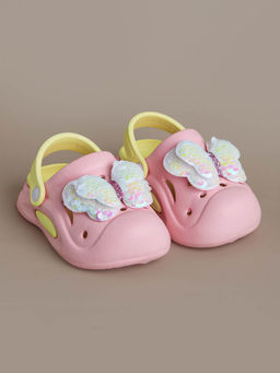 Hopscotch - Sequin Butterfly Applique Clogs Pink