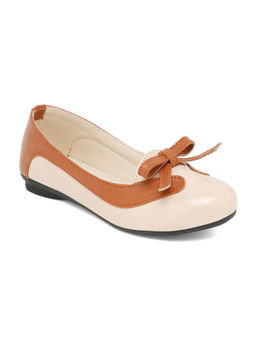 Hopscotch - Contrast Bow Ballerinas Beige