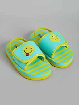 Hopscotch - Smiley Face Pool Striped Sliders Green