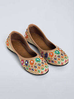 Hopscotch - Mirror Work Embroidered Juttis Multi-Color