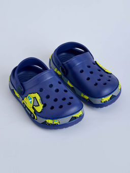Hopscotch - Boys Navy Car Applique Clogs Blue