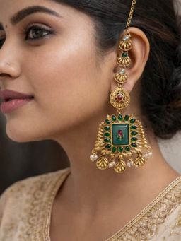 I Jewels - Traditional Gold Plated Meenakari Kundan Drop Earrings