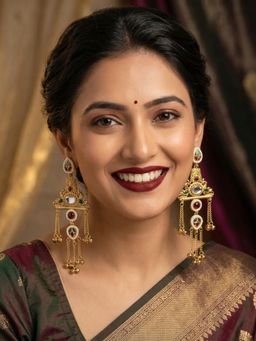 NUI - Gold Plated Kashmiri Drop Earrings