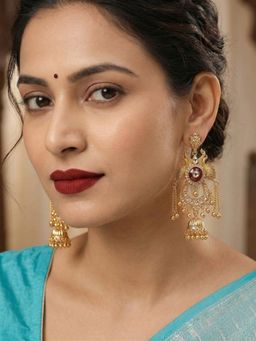 NUI - Gold Plated Kashmiri Drop Earrings