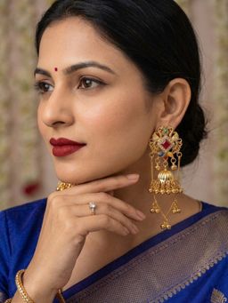 NUI - Gold Plated Kashmiri Drop Earrings