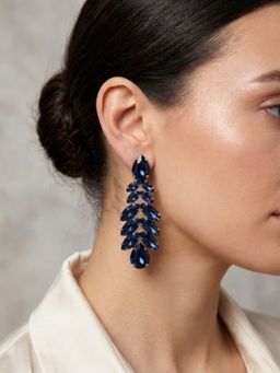 NUI - Silver Plated Blue Stone Drop Earrings