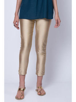 Rangriti - Women Gold Poly Cotton Slim Pants