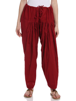 Rangriti - Women Maroon Cotton Fusion Salwar