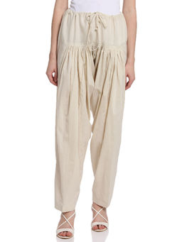 Rangriti - Women Off White Cotton Fusion Salwar