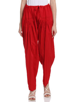 Rangriti - Women Red Cotton Fusion Salwar