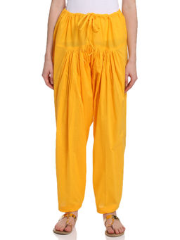 Rangriti - Women Yellow Cotton Fusion Salwar