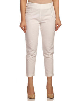 Rangriti - Women Off White Cotton Fusion Pants