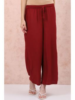 Rangriti - Women Maroon Viscose Palazzo
