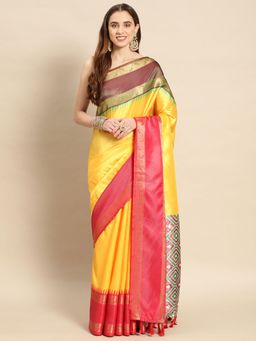 Vastranand - Kanchi Rich Pallu Zari Border Designer Soft Silk Saree with Unstitched Blouse