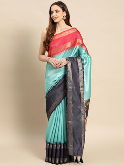 Vastranand - Kanchi Rich Pallu Zari Border Designer Soft Silk Saree with Unstitched Blouse