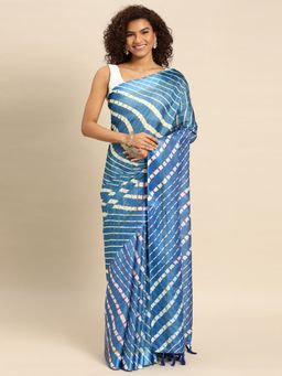 Vastranand - Stripes Pattern Batik Art Silk Kota Saree With Tassel Border with Unstitched Blouse