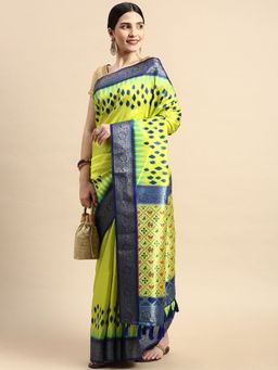 Vastranand - Ikkat Digital Zari Woven Desing Kanjeevaram Silk Saree with Unstitched Blouse