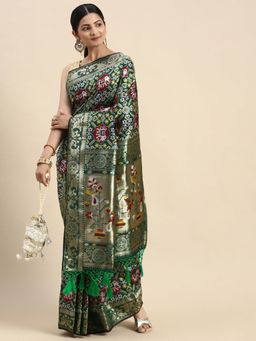 Vastranand - Ethnic Motif Zari Woven Design Art Silk Banarasi Patola Saree with Unstitched Blouse