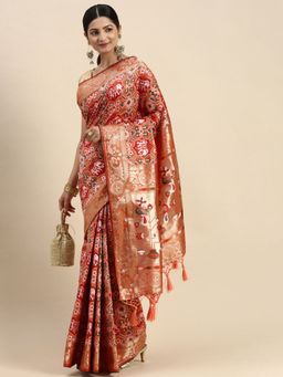 Vastranand - Ethnic Motif Zari Woven Design Art Silk Banarasi Patola Saree with Unstitched Blouse