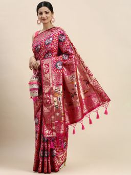 Vastranand - Ethnic Motif Zari Woven Design Art Silk Banarasi Patola Saree with Unstitched Blouse